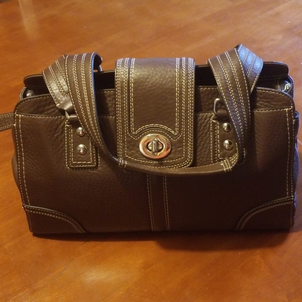 Brown Coach Pebbled Hamptons Bag